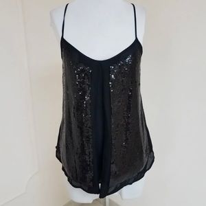 NWOT Madison Marcus Black Sequin Top Size S